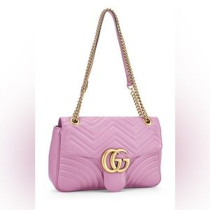 Gucci PINK LEATHER GG MARMONT SHOULDER BAG